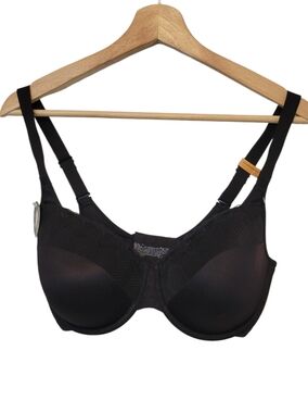 NWT Bali 34DD Black Underwire Bra Full Coverage Comfort Lace Trim Smooth Cups